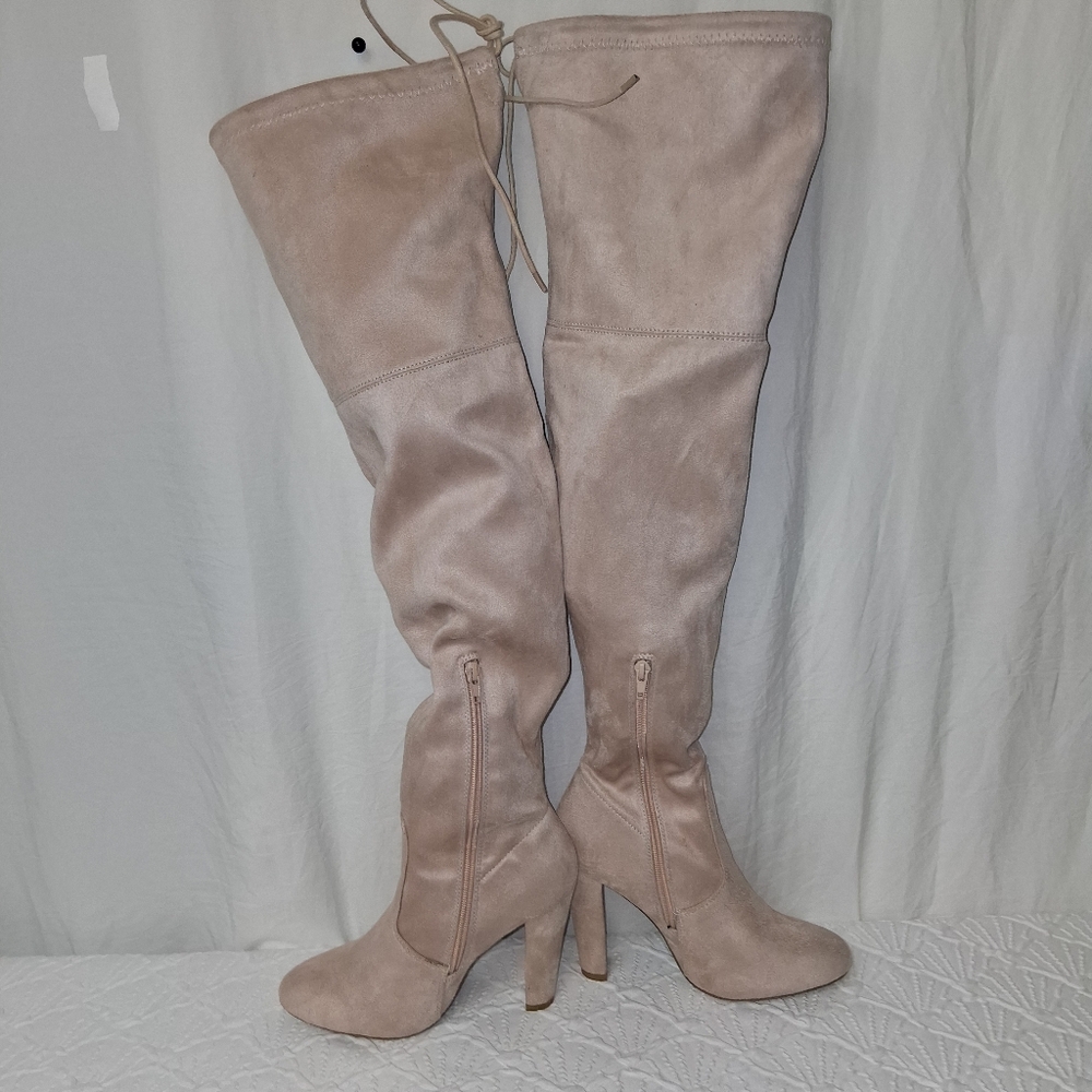 Forever 21 Women Elegant Taupe Over-the-Knee Boots Size 8 - Picture 14 of 16